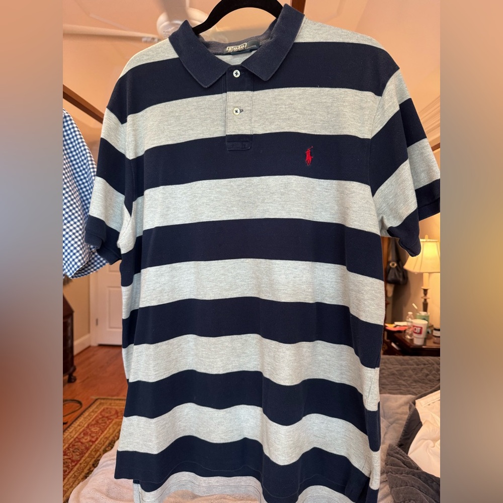 Polo by Ralph Lauren Navy and Gray Striped Shirt